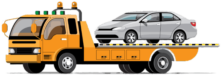 Gelber Abschleppwagen von Autoguru247 schleppt ein Fahrzeug mit Motorschaden ab.